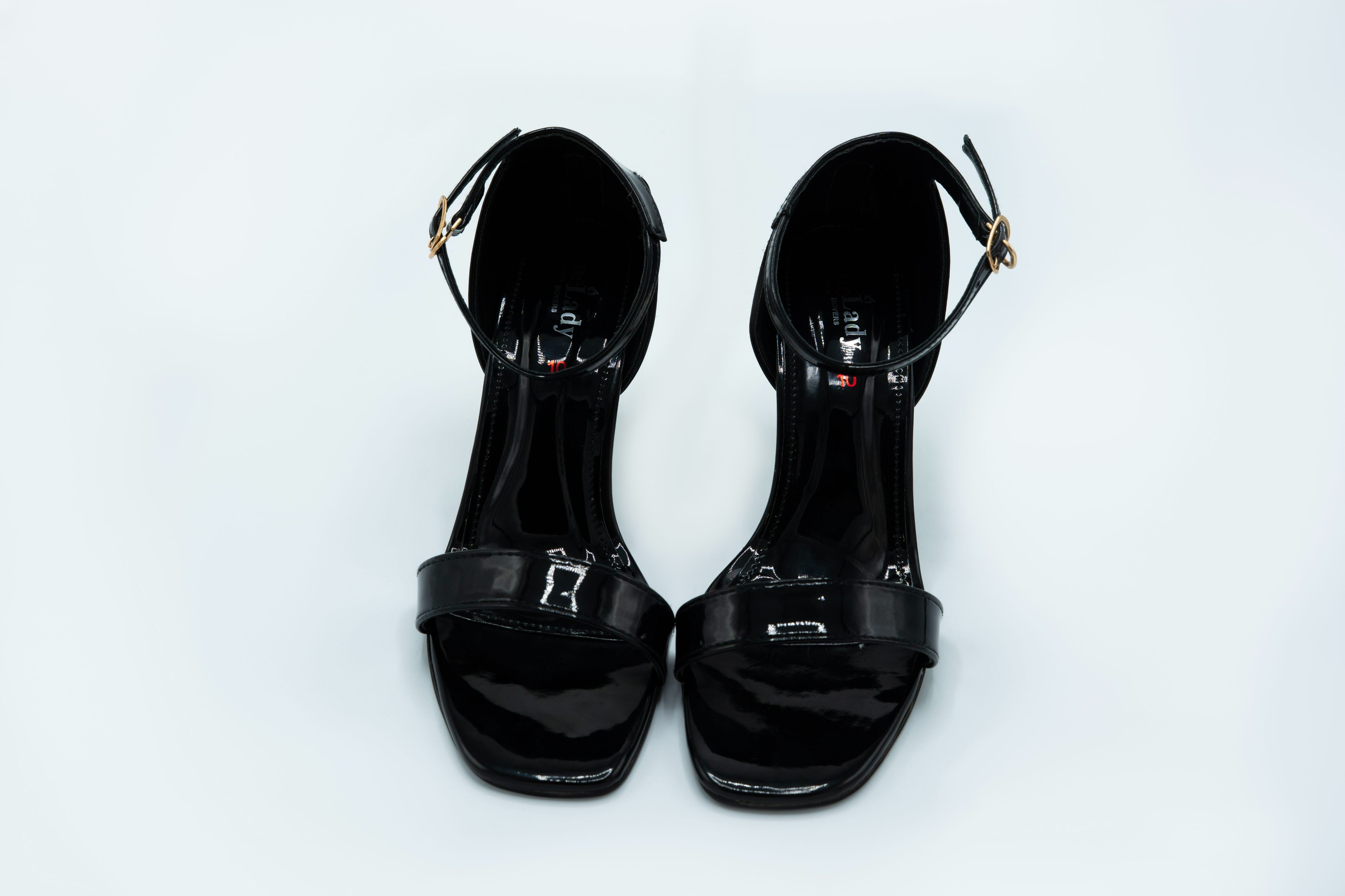 Black Patent YSL Heel Sandals