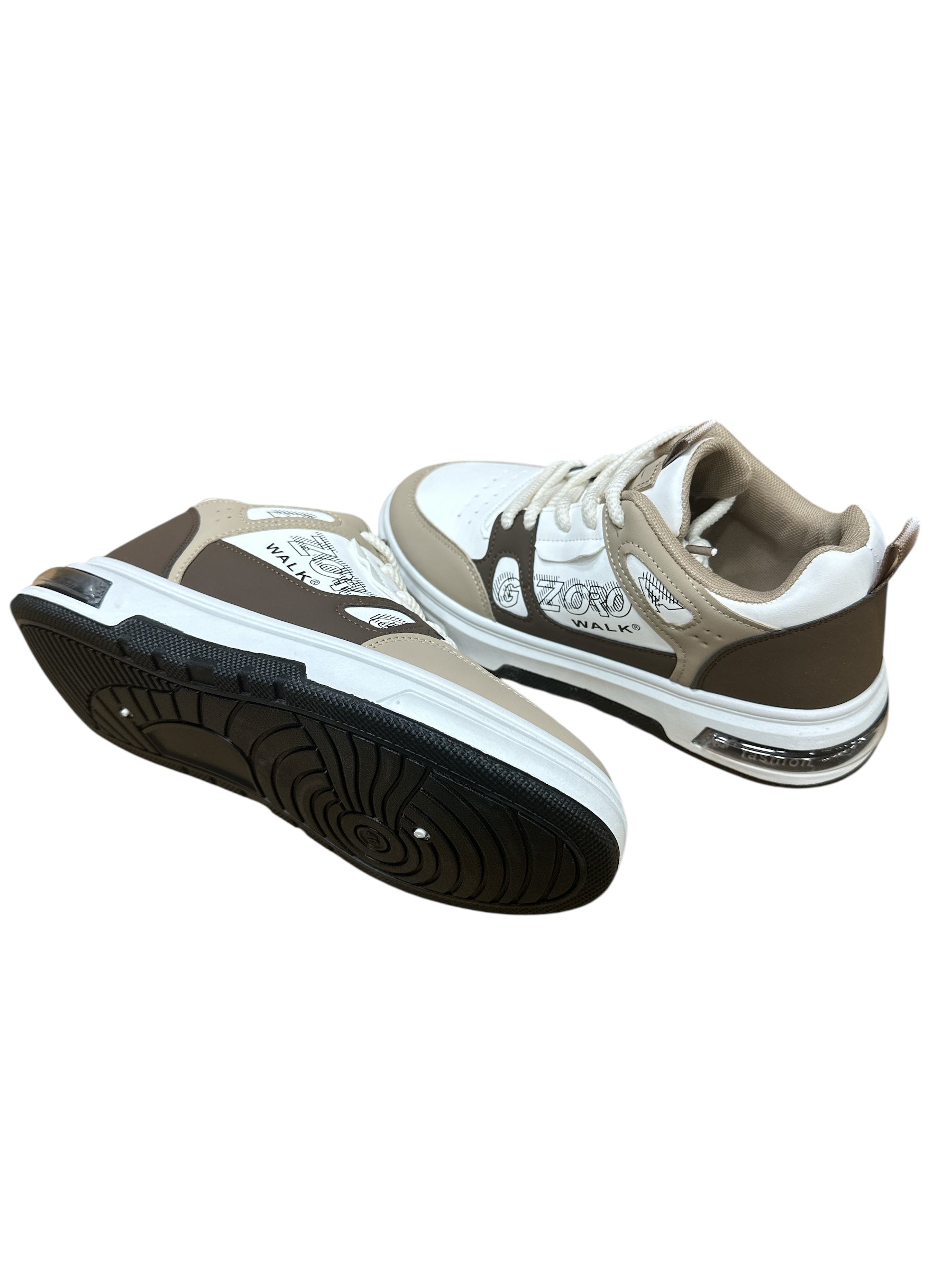 MEN imported sneakers 7293 white brown